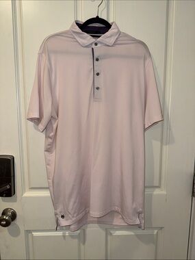 Greyson Light Pink/ white striped Men's Polo Shirt size L